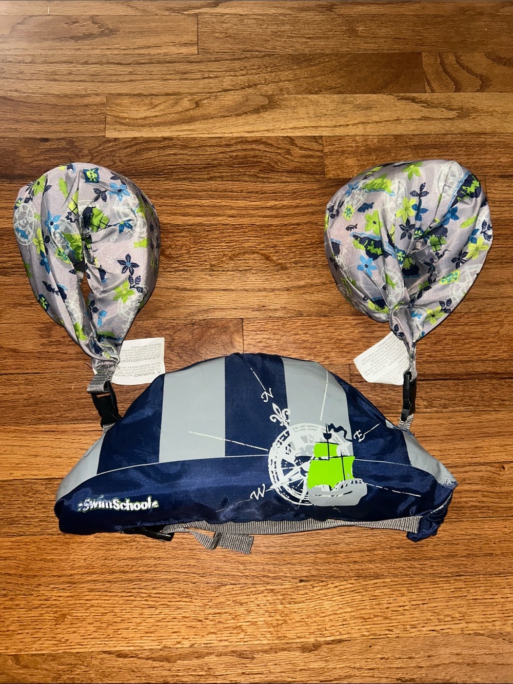 Kids Float Vest with Grey & Navy Stripes ages 4-6 or 50 lbs